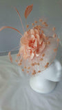 Katie Satin Flower & Feather Hat Fascinator, Main Colour - Ivory