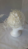 Katie Satin Flower & Feather Hat Fascinator, Main Colour - Ivory