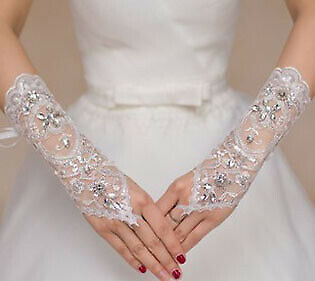 Delicate Long Lace Gloves , Main Colour - Ivory