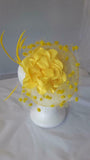 Katie Satin Flower & Feather Hat Fascinator, Main Colour - Ivory