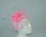 Katie Satin Flower & Feather Hat Fascinator, Main Colour - Dark Grey