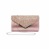 Sparkly Lace Envelope Clutch Bag , Colour - Gold