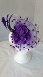 Katie Satin Flower & Feather Hat Fascinator, Main Colour - Grey