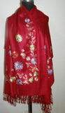 Susan Soft Pashmina Style Embroidered Wrap, Colour - Watermelon Red