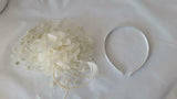 Katie Satin Flower & Feather Hat Fascinator, Main Colour - Ivory