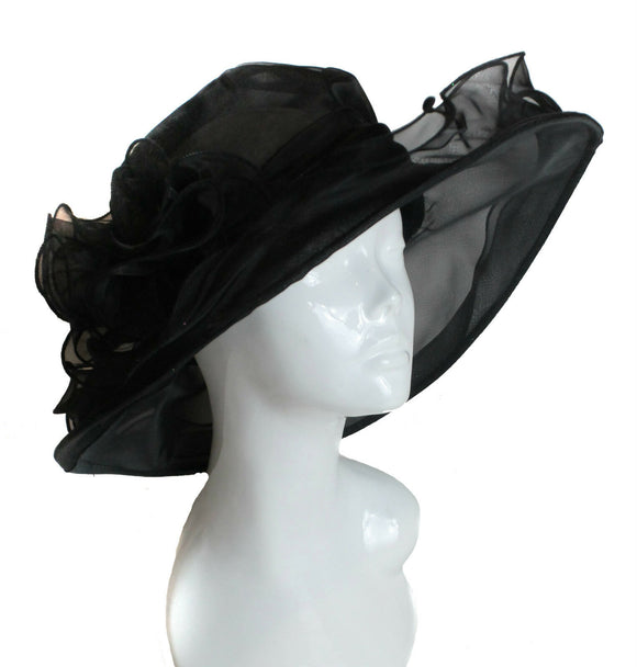 Kerry Large Organza Hat , Main Colour - Black