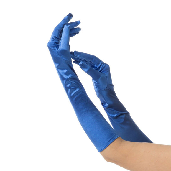 Elegant Long Finger Gloves , Main Colour - Blue