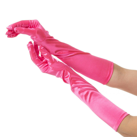 Elegant Long Finger Gloves , Main Colour - Bright Pink