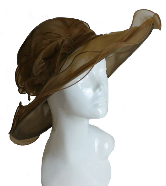 Kerry Large Organza Hat , Main Colour - Brown