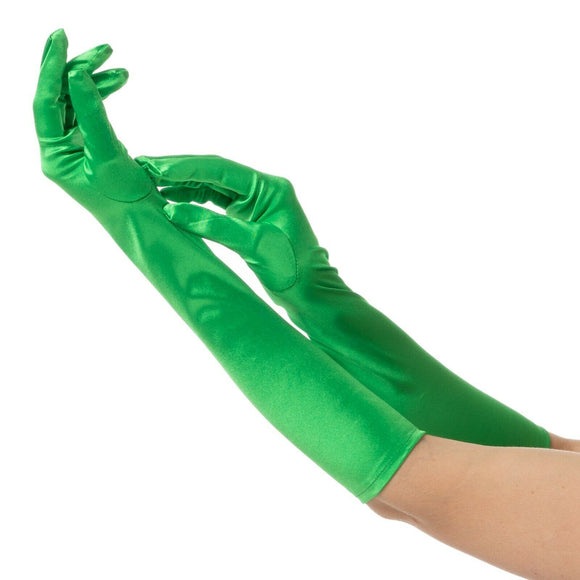 Elegant Long Finger Gloves , Main Colour - Green