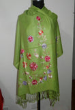 Susan Soft Pashmina Style Embroidered Wrap, Colour - Green