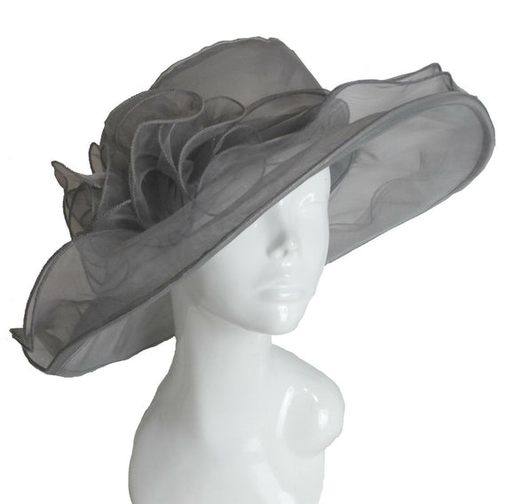 Kerry Large Organza Hat , Main Colour - Grey Silver