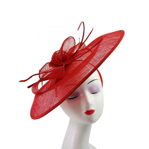 Selena Extra Large Hat Fascinator, Main Colour - Red