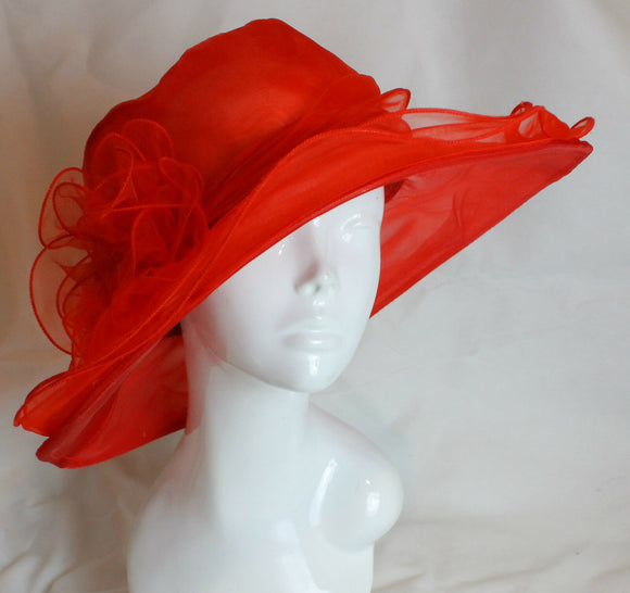 Kerry Large Organza Hat , Main Colour - Red