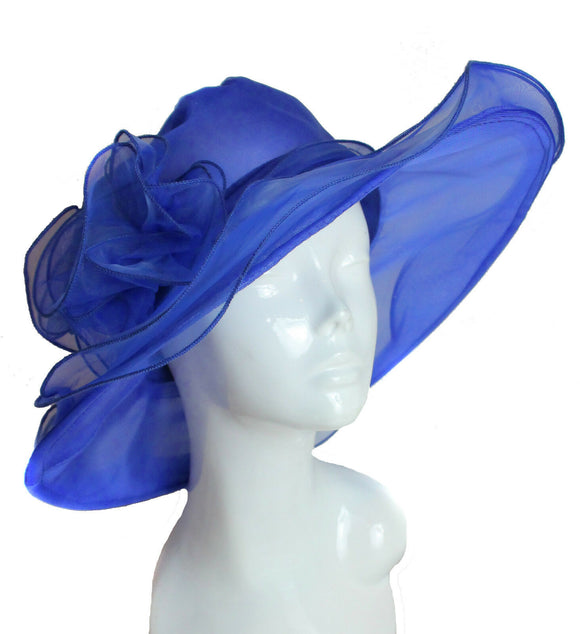 Kerry Large Organza Hat , Main Colour - Royal Blue