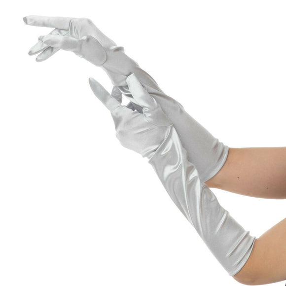Elegant Long Finger Gloves , Main Colour - Silver