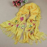 Susan Soft Pashmina Style Embroidered Wrap, Colour - Yellow