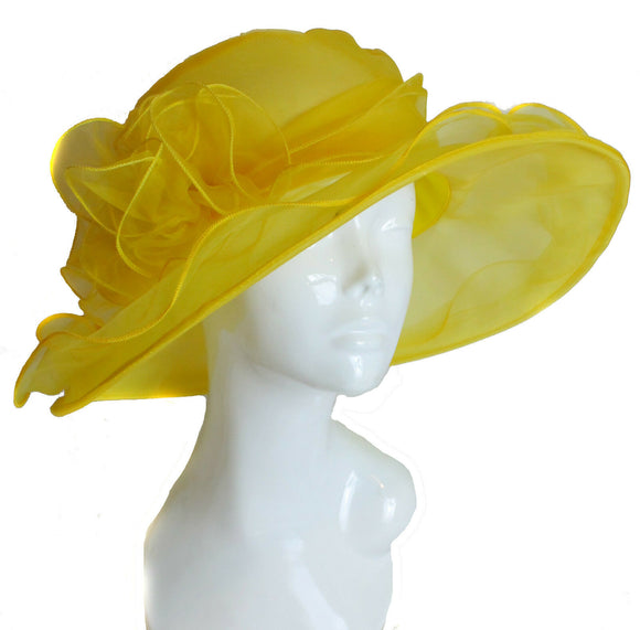 Kerry Large Organza Hat , Main Colour - Yellow